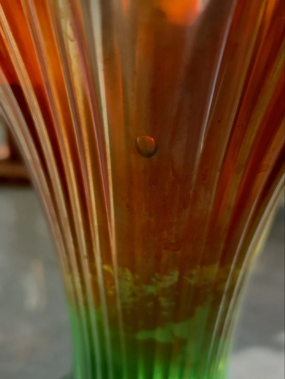 Northwood Green and Orange Glass Vase